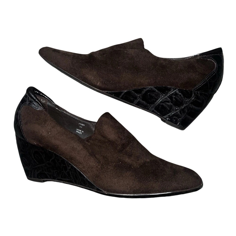 Donald J Pliner Brown Platform Shoes Faux Alligator Women's Size 9‎